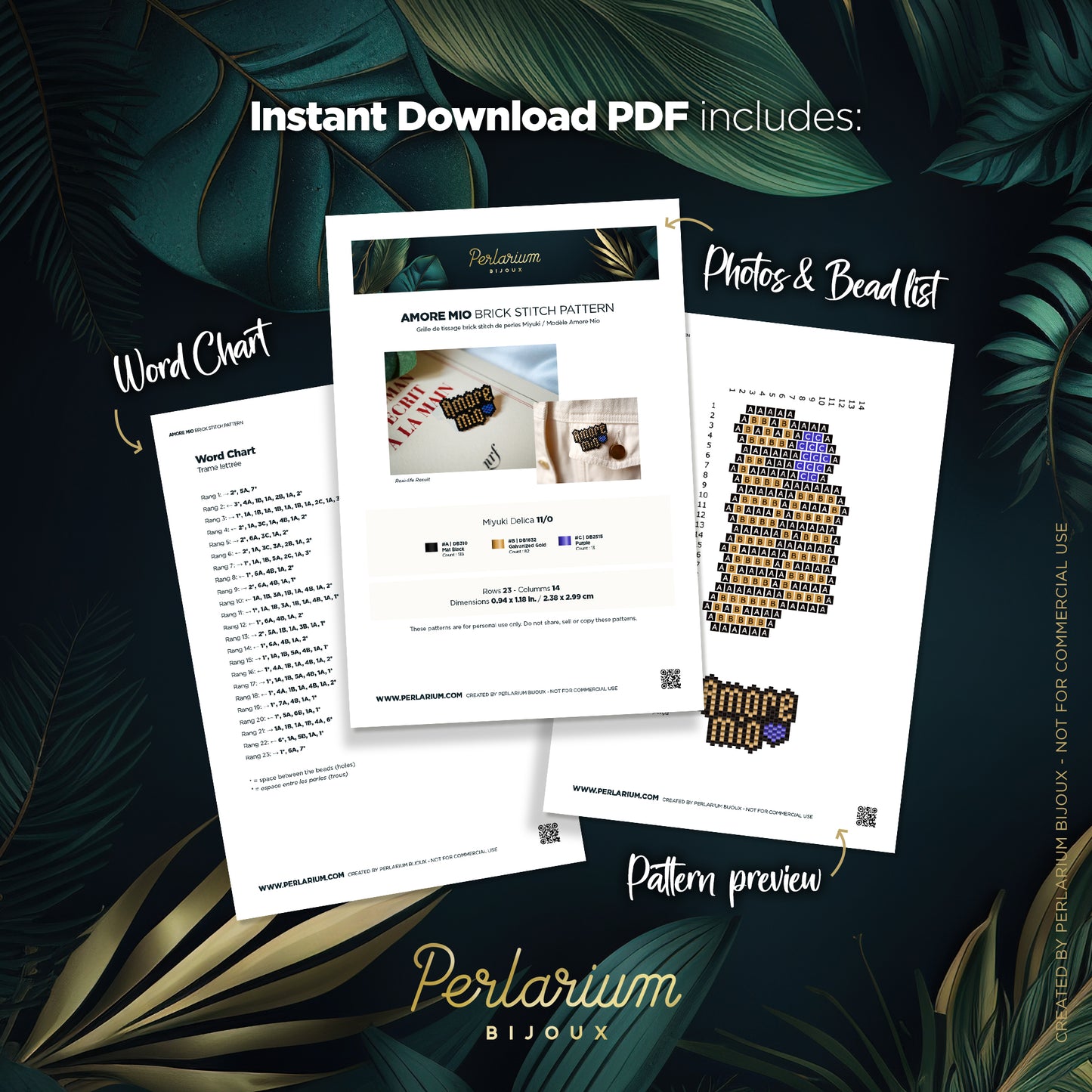 Diagramme PDF Brick Stitch Amore Mio